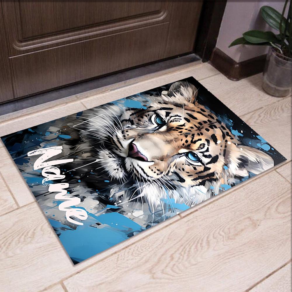 Custom Name Tiger Printed Carpet,Rug for Office Chair Living Room Bedroom Kitchen Room Decor Gifts.