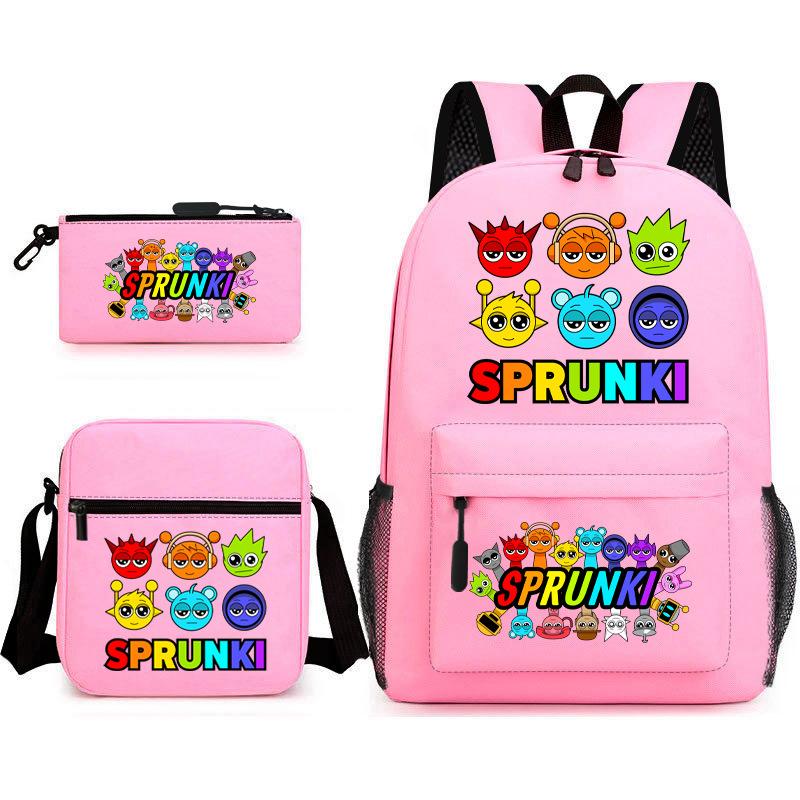 Sprunki Student Starry Sky School Bag Three-piece Rhythm Box Teen Backpack Men's and Women's Casual L