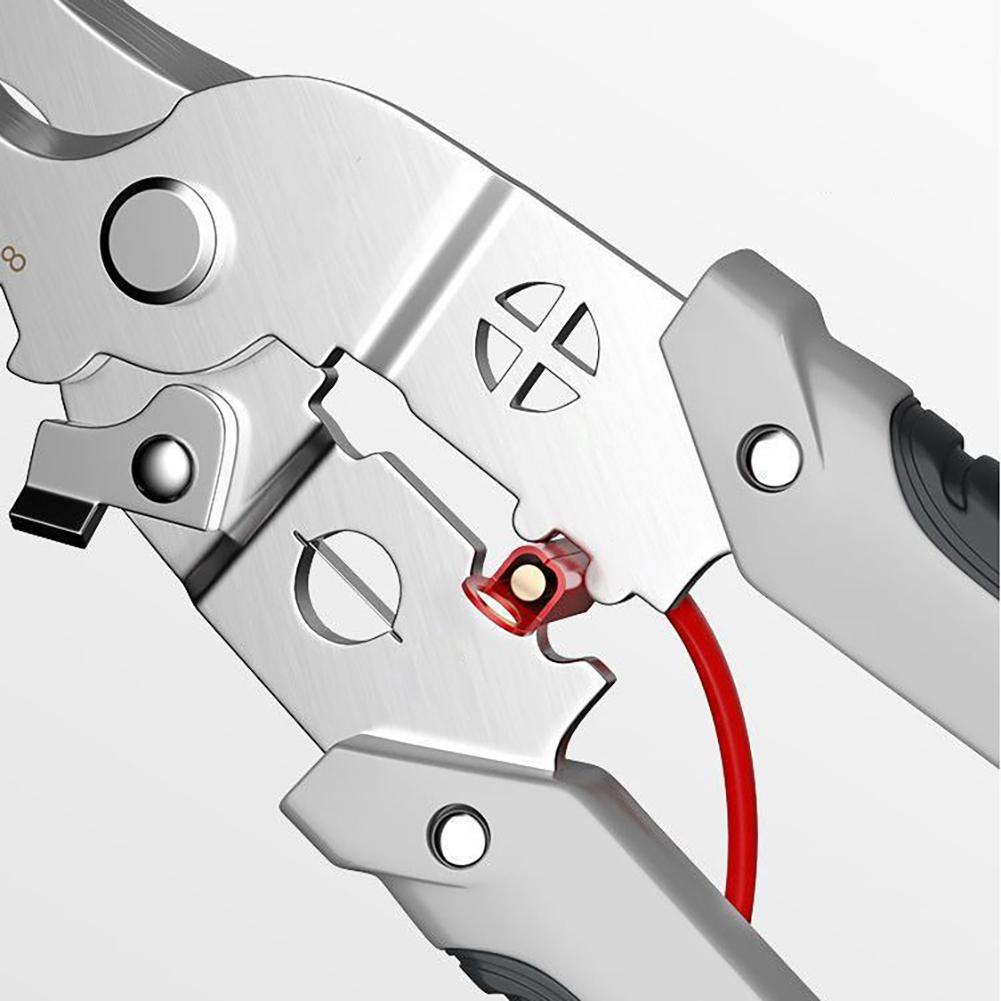 Stainless Steel Wire Stripper Crimper, 0.8/1.0/1.6/2.0/2.6mm, Multi-functional Plier Wire Stripping Tool, Comfortable Grip, Professional Electricians