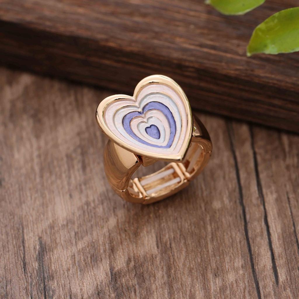 Enamel Geometric Flower Elastic Ring, Women's Fashion High-end Rose Alloy Ring