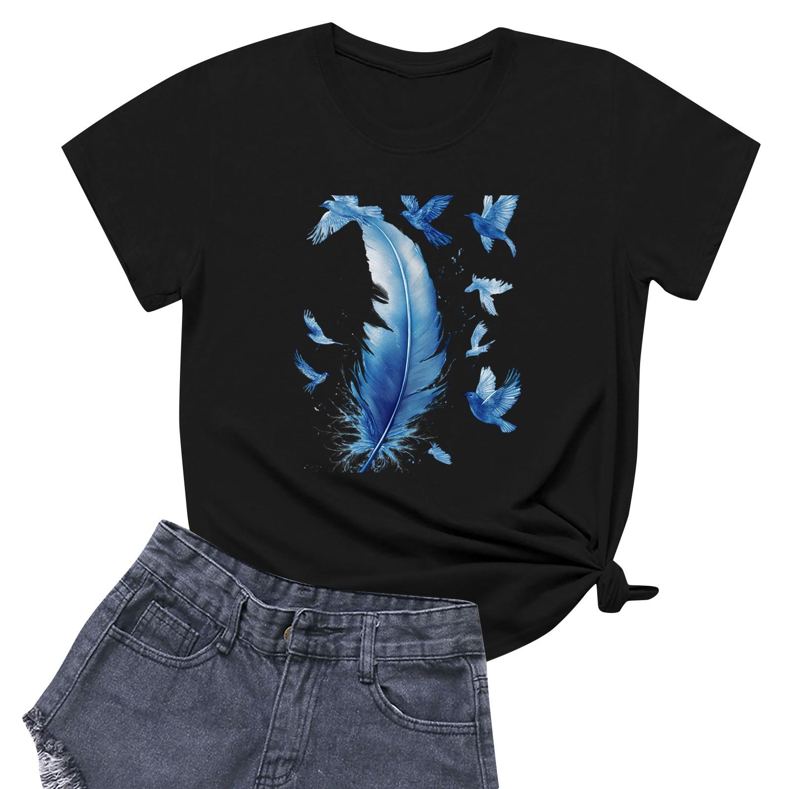 

Женская повседневная футболка с круглым вырезом и короткими рукавами с принтом M чёрный