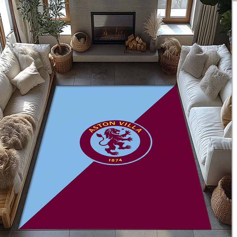 Tappeto in Velluto di Cristallo con Stampa Calcio Aston Villa, Comodo Assorbente d'Acqua Antiscivolo Tappeto per Pavimenti Interni