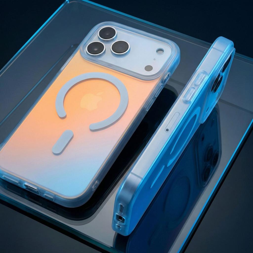 Applicable to iphone17 magnetic mobile phone case Apple 17promax laser gradual change 16pro chameleon skin feeling case