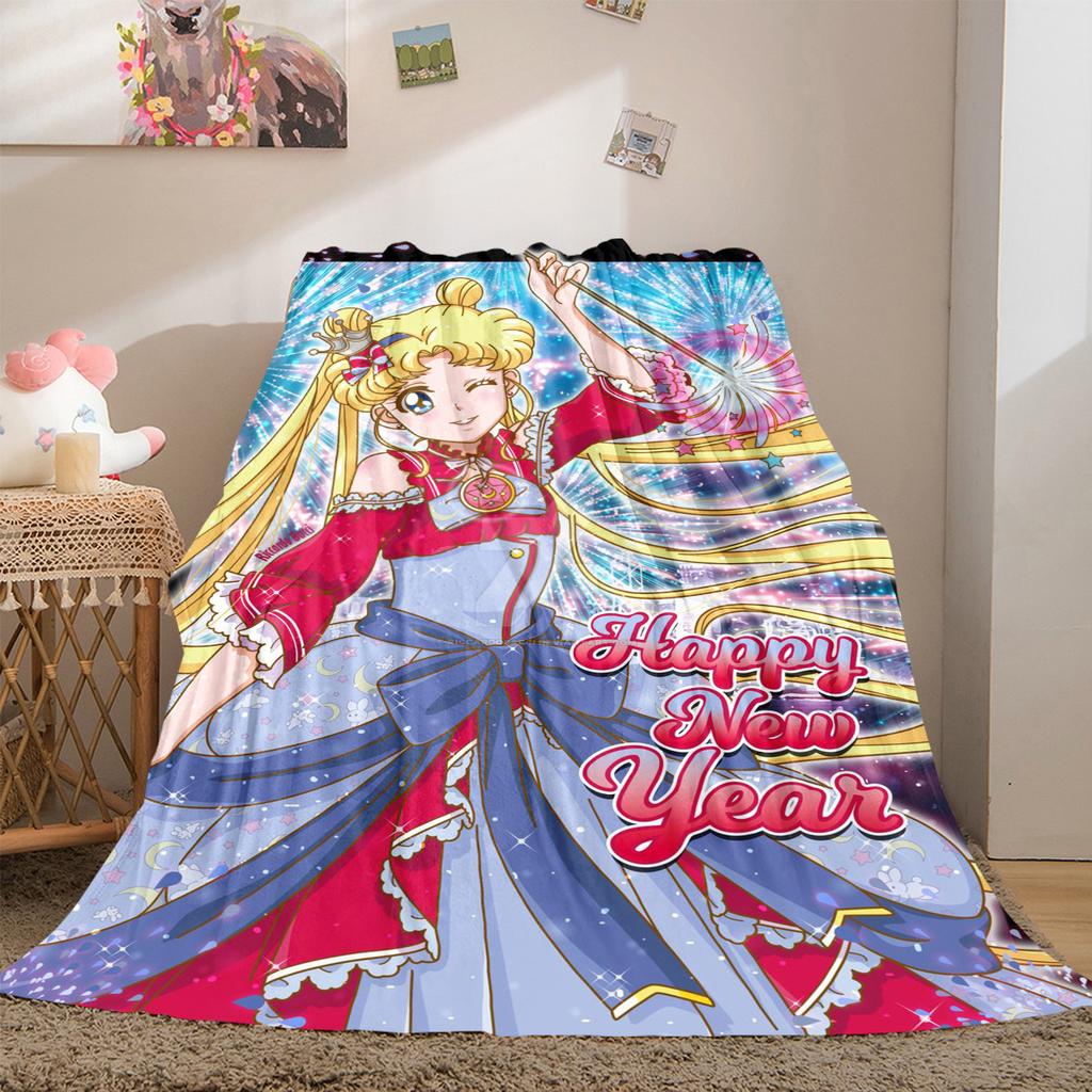 Japanese anime cute cartoon theme Sailor Moon Tsukino Usagi blanket suitable for home beds, sofa covers, office nap, outdoor warm blankets O12