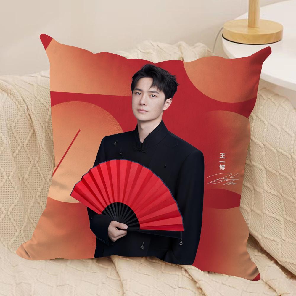 Cool WWang Yibo Cushion Cover Short Plush Doublesided Print Square Throw Pillow Covers Sofa Home Cushion Decor
