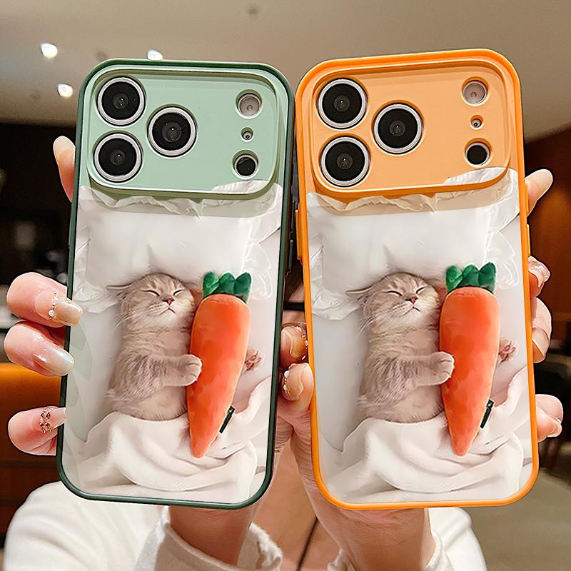 Magnetic For Magsafe Case For iPhone 17 Pro Max Sleeping Cat Carrot Pattern Skin Feeling Cover For iPhone 16 15 14 13 Pro Max
