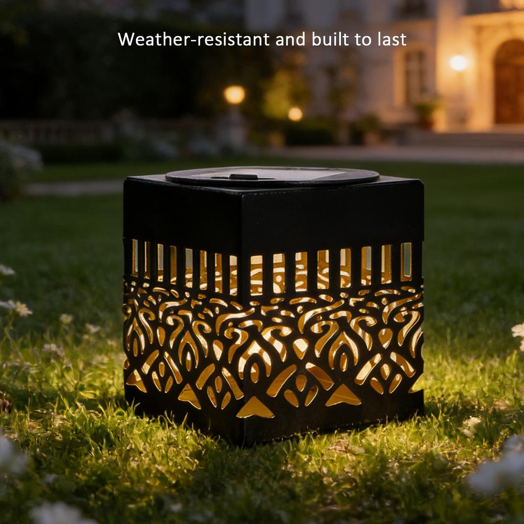 Solar Lights Peony Flower Pattern IP65 Metal Outdoor Step Wall Fence Lights Garden Backyard Decoration Outdoor Decor Front Door