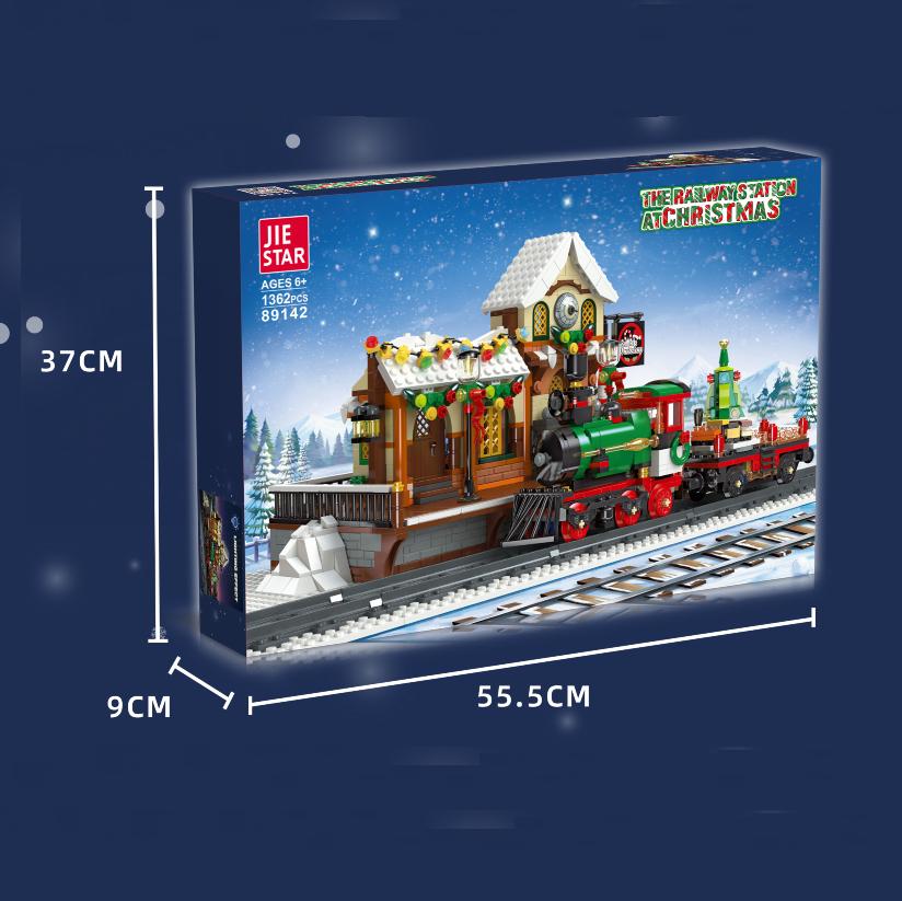 High-Quality 1362Pcs High-Quality Christmas High-Quality Train High-Quality Platform High-Quality Building High-Quality Blocks Collection kit with box