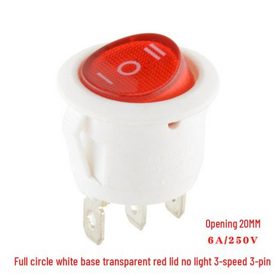 KCD1 Тумблер: Круглий, Підсвічений, 2/3/4-контактний, 2/3-позиційний, 6A 250V, Отвір 20 мм.