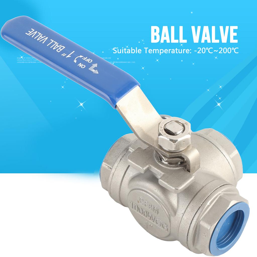1pc Stainless Steel SUS304 Pipe Ball Valve Three Way L Type Female Thread 1" DN25