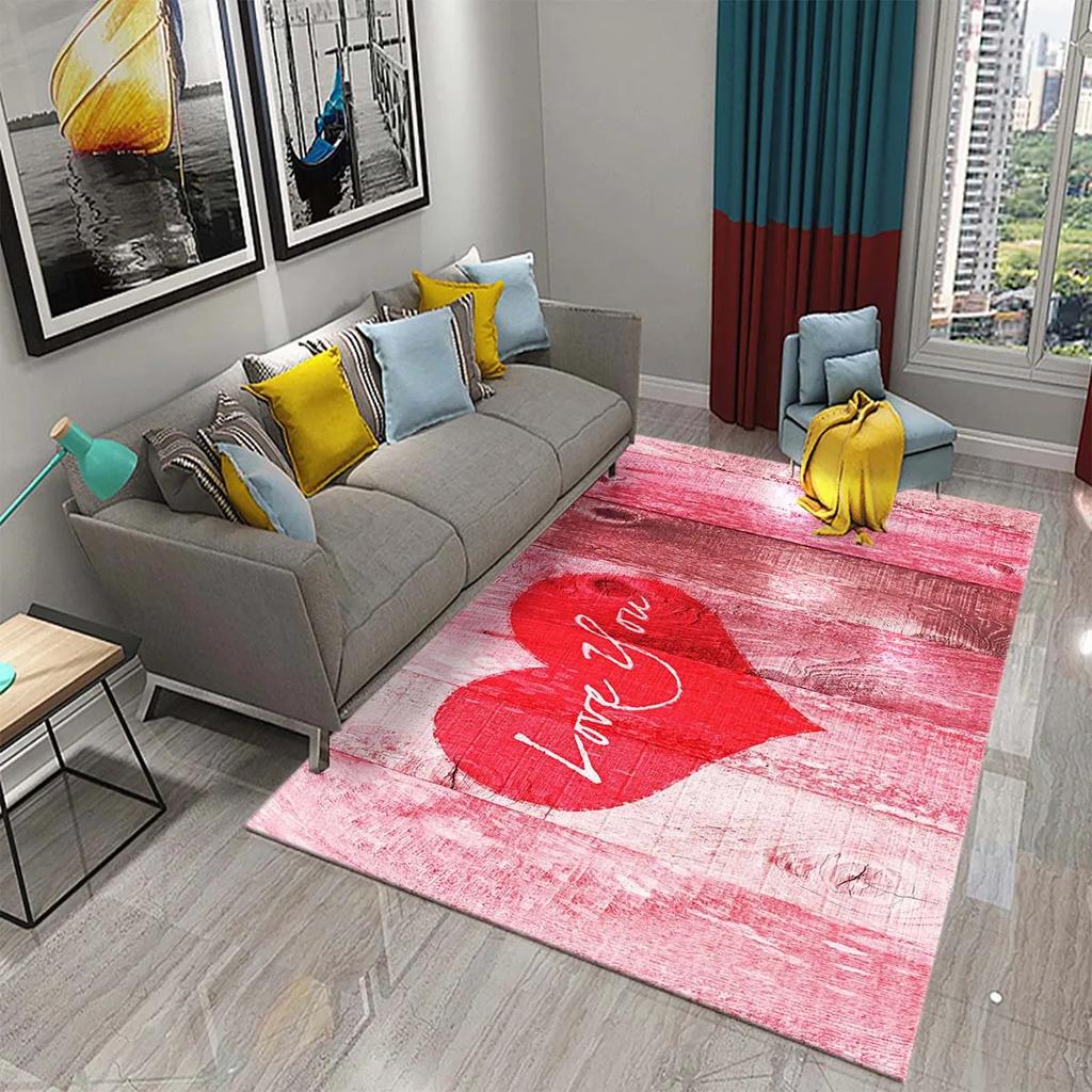 Romantic Love Pattern Carpet Living Room Carpet Bedroom Bathroom Decorative Mat Corridor Door Mat Non-slip Entrance Mat Gifts