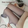 Women's Fleece-lined One-piece Leggings: Fake See-through, Skin-tone, Thickened Warm Pants in Grey & Black
