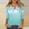 Women's Stand Collar 3/4 Sleeve Printed Top T-shirt