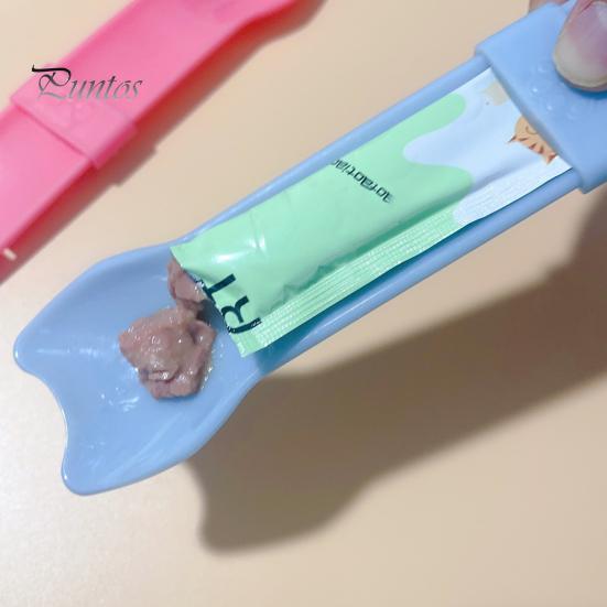 Happy Spoon Cat Easy Cleaning Thumb Press Treat Feeder with Hanging Hole Waste-free Hygienic Squeeze Spoon for Pets