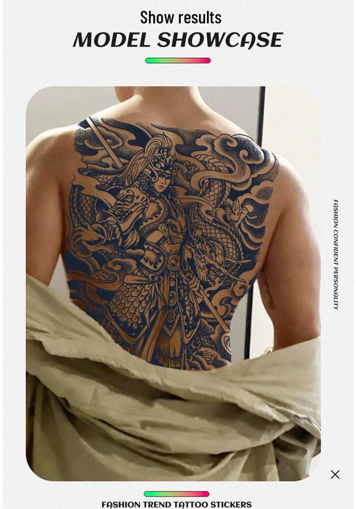 Wasserdichter semi-permanenter Vollrücken-Kräuter-Tattoo-Aufkleber - Langlebiges, realistisches Design für Männer und Frauen
