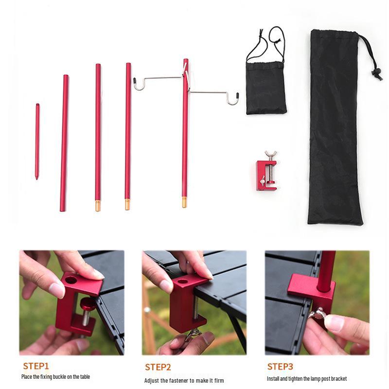 Ultra-Light Portable Aluminum Camping Table with Foldable Lantern Stand