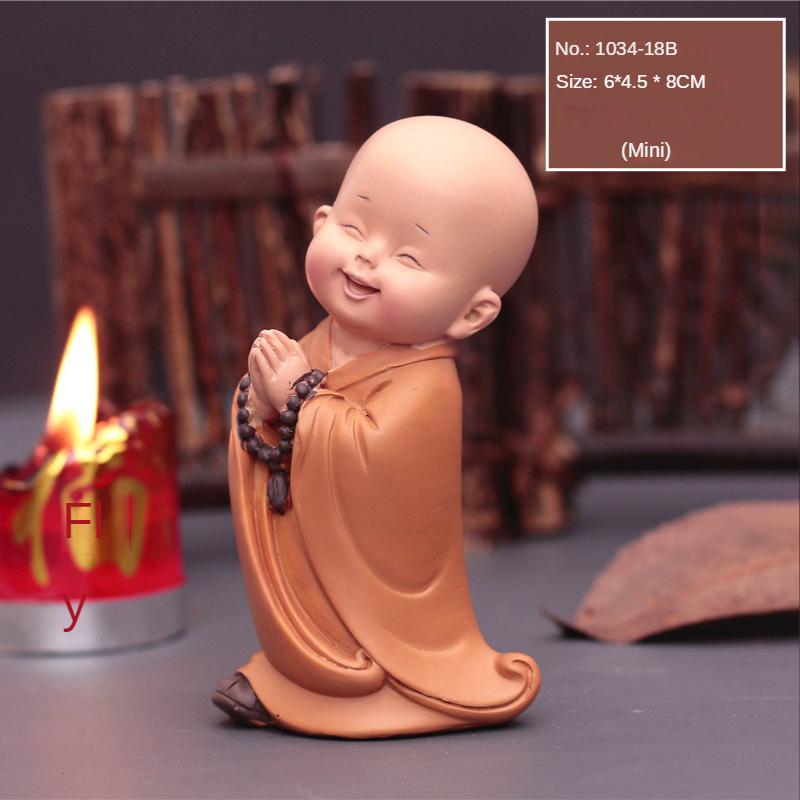 Cute Small Monk Status Figurines Religion Buddha Resin Crafts Desk Miniatures Ornaments Accessories Home Decor Car
