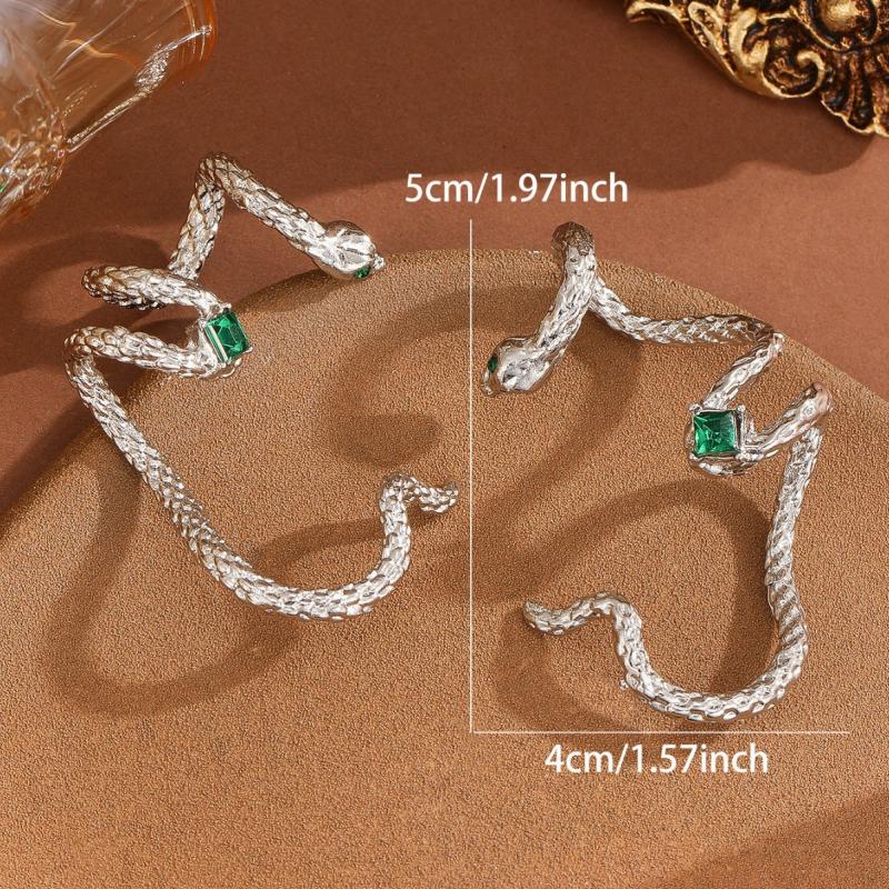 1Pcs Hiphop Punk Snake Shaped Ear Cuff Earring for Women Exaggerated Silver Color Animal Ear Clip Earrings Jewelry Accessories