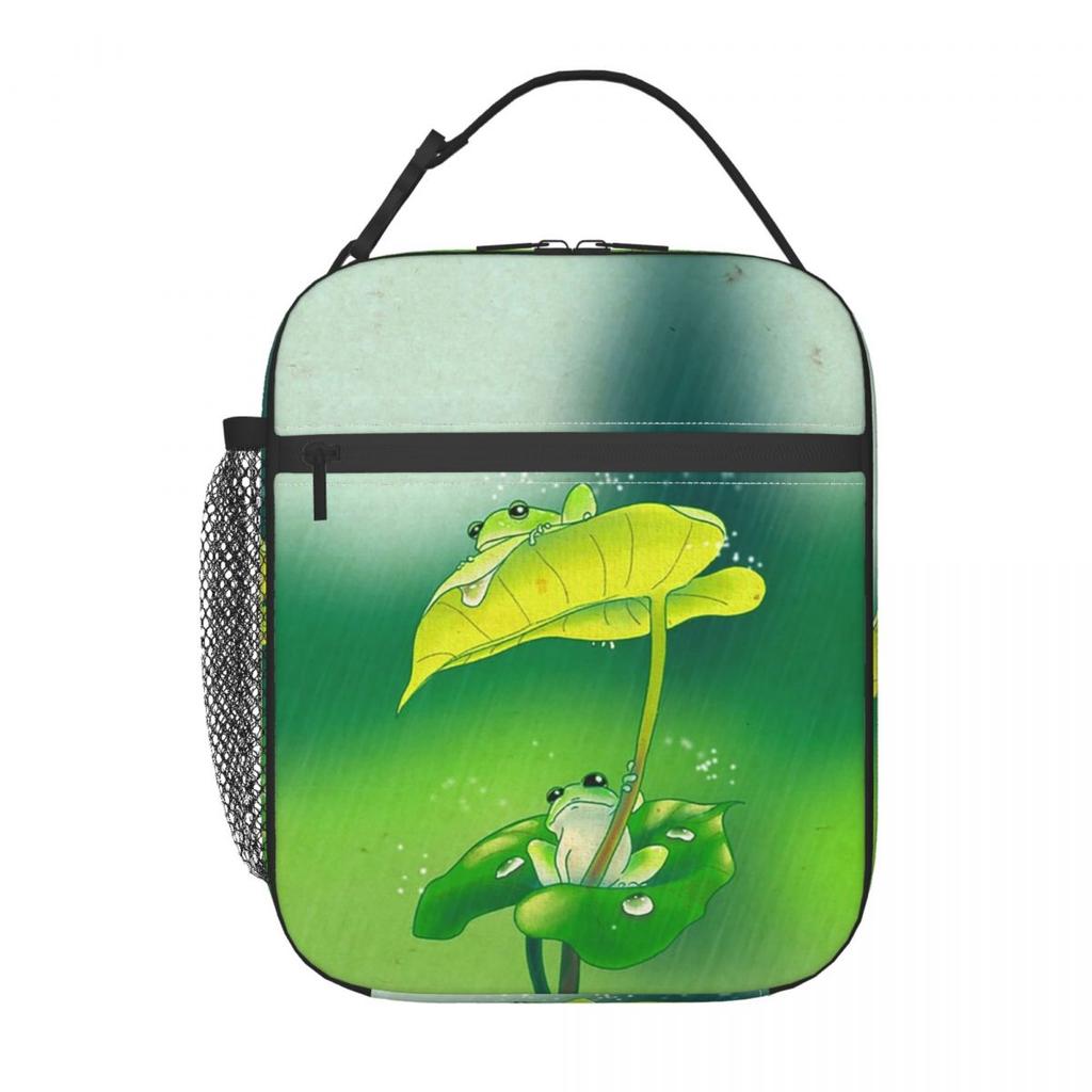 Sac à lunch isotherme Design Grenouille Mignonne sous Feuille Pluie pour Enfants École Glacière Boîte Thermique Alimentaire Sac fourre-tout Boîtes à lunch portables Contenant
