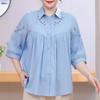 Plus Cotton 100 Womens Size Top – Loose Vneck Casual Blouse Sizes 4xl8xl For Middleaged Ladies