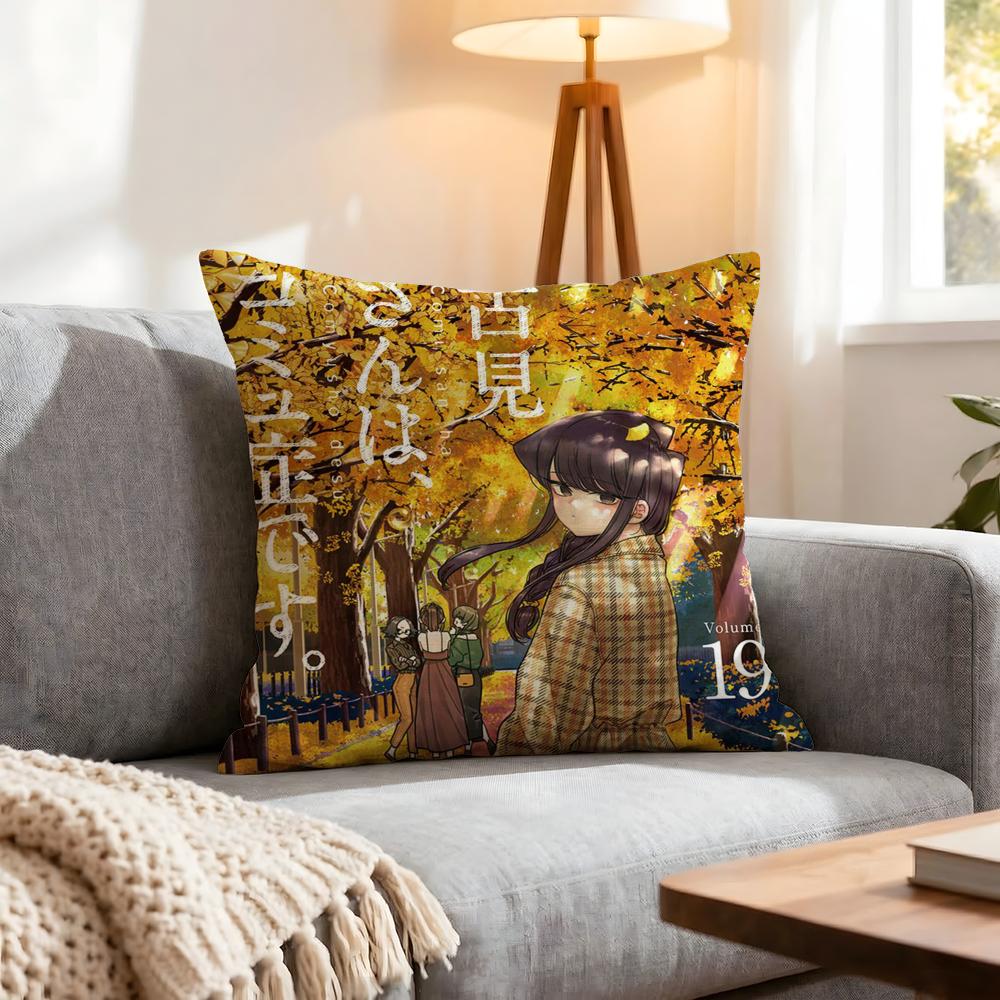 Anime Komi Can'T Communicate Cushion Cover 1Pcs Decorative Covers Soft Cushion Case For Sofa Couch Decor 40X40 45X45 Pillowcases