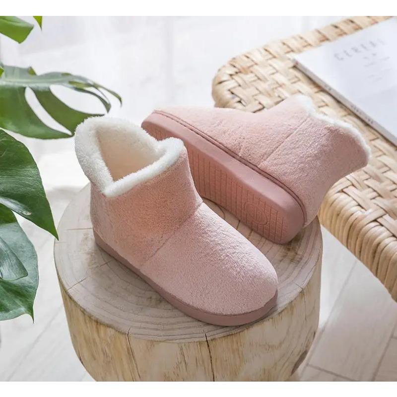 2025 Winter Warm Shoes Woman Men Indoor Slippers Soft Plus Couples Home Floor Snow Boots Anti-slip Female House Footwear