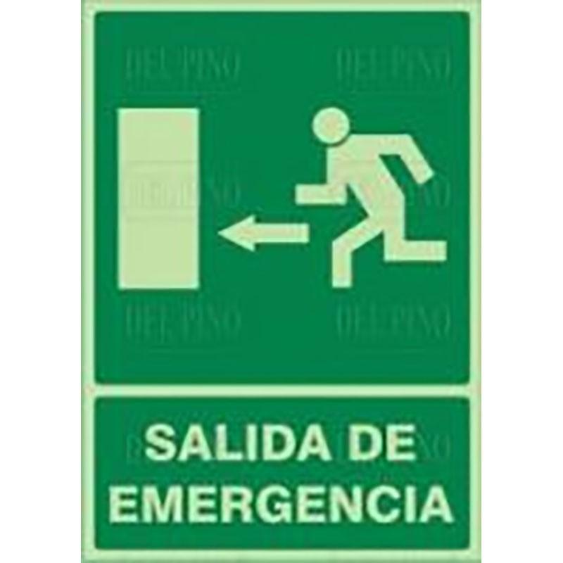 DUVER SIGNAL 901 PLAST.297x210''S.EMERG.LEFT''LUM. EMERGENCY EXIT LEFT ARROW(LETTER-PICTOGRAM)