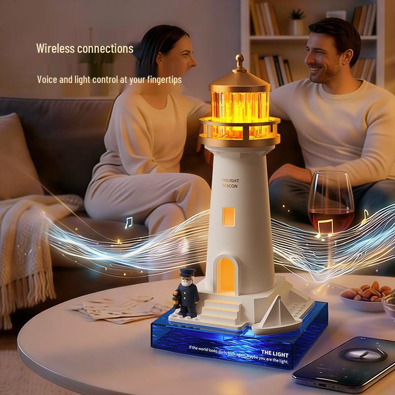 Twilight Lighthouse Projector: Bluetooth Speaker, White Noise, Night Light, Human Sensor Desk Lamp