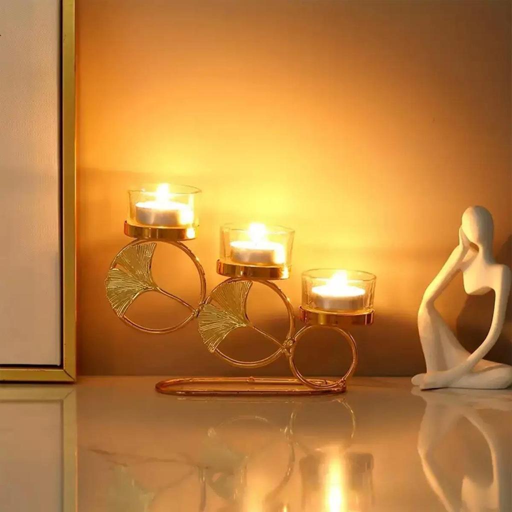 Gold Iron Art Candlestick for Wedding, Valentine's Day & Christmas Dining Table or Bar Decor