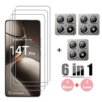 [3+3] 6 Τεμάχια/Πακέτο Για Xiaomi 14T Pro/ 14T HD Διαφανές Προστατευτικό Οθόνης Γυαλί Tempered + Φιλμ Προστασίας Φακού Κάμερας