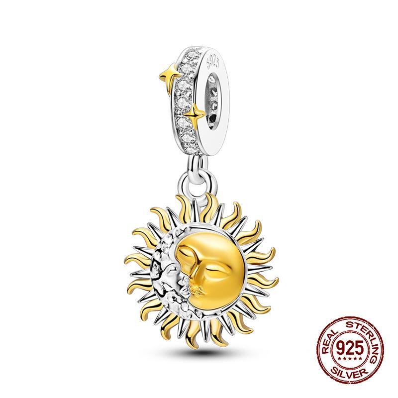 Timeless Genuine Copper Color Zircon Luminous Star Chart Sun Moon Decorative Charms Bead Elements Suitable For 3Mm Authentic Bracelets Jewelry