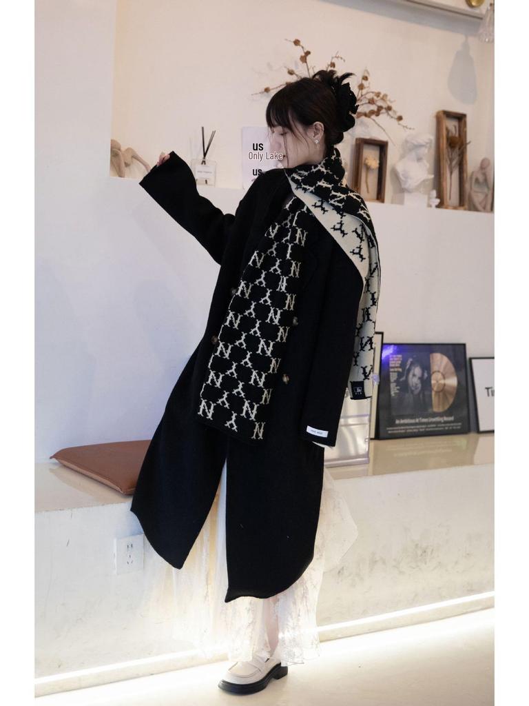 Korean Style Women's Long-Haired Double-Faced Wool Cashmere Cocoon Coat