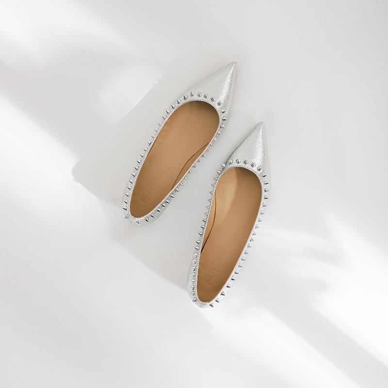 Spot PD05 Huizhou Is Not Tired of Feet, Advanced Sense Pointed Head Large Size Light Mouth Single Shoes 34-43 Red Sole Nude Flat Shoes