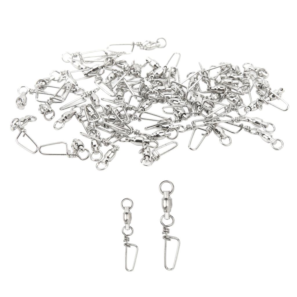50Pcs High Strength Fishing Snap Swivels Stainless Steel B Type Ball Bearing Swivels for Saltwater F