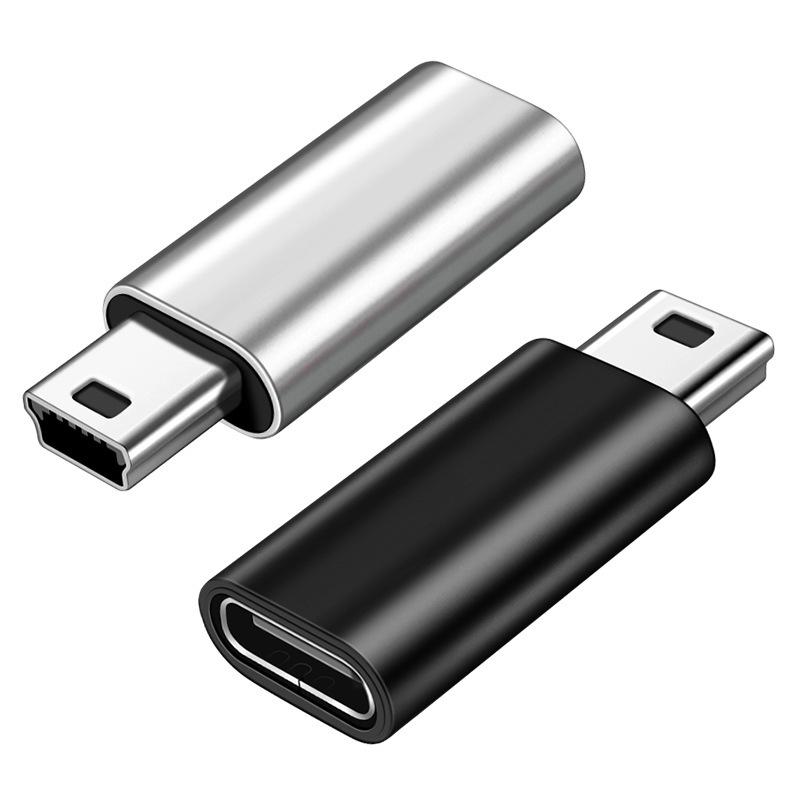 Adapter USB C na Mini USB 2 sztuki, Konwerter Typu C żeński na Mini USB męski do GoPro Hero 3+, MP3, Rejestratora jazdy, Aparatu, Czarny