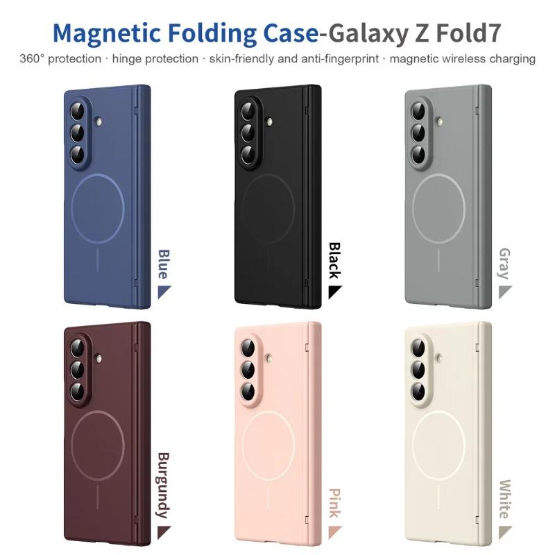 Premium Business for Magsafe Matte PC Case for Samsung Z Fold 7 6 5 4 Shockproof Lens Protect Cover with HD Tempered Glass Film