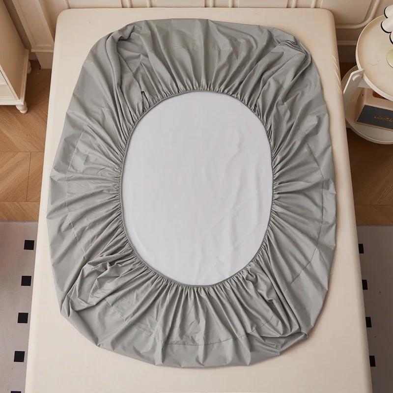 Soild Color Waterproof Fit Sheet with Elastic Band Non Slip Adjustable Mattress Cover for Double King Queen Bed 90/120/150/180/200cm