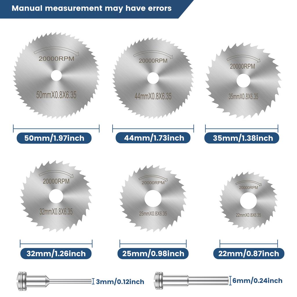 6Pcs Mini Circular Saw Blade HSS Mini Cutting Discs For Dremel Power Tools Cutter Wheel Set with Mandrel and Screwdriver