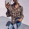 Ladies Vintage Tops Loose Long Sleeves Lapel Leopard Shirts Women's Fashion Shirts, Casual Long Sleeves Button Up Shirts Tops