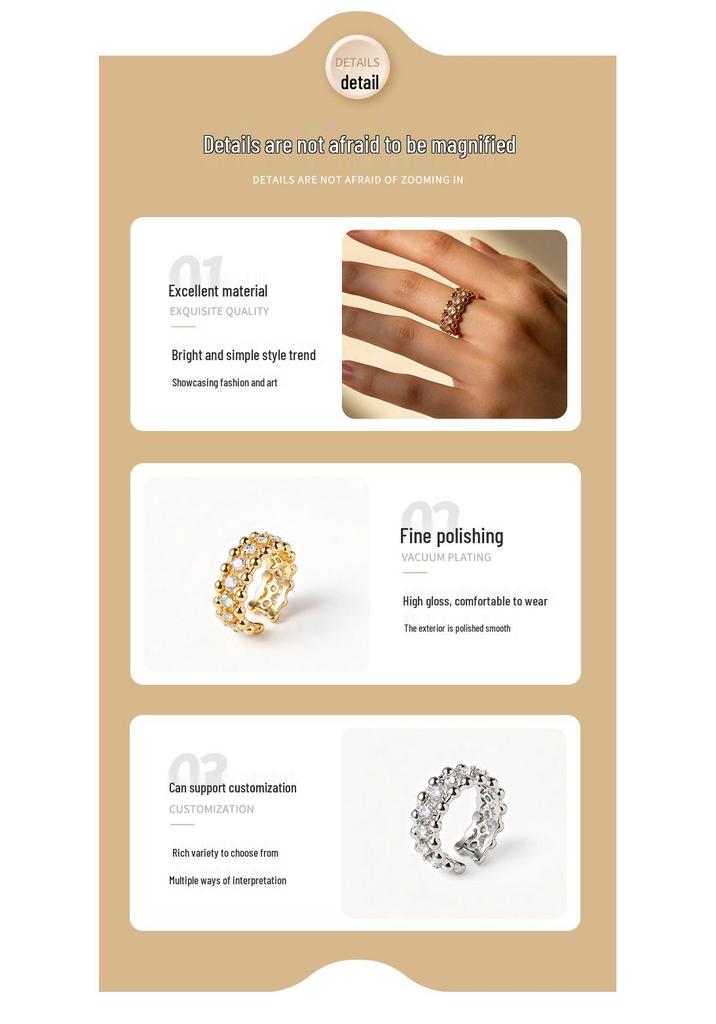New 2026 Vintage Zirconium Open Index Finger Ring for Women - Light Luxury Summer Style