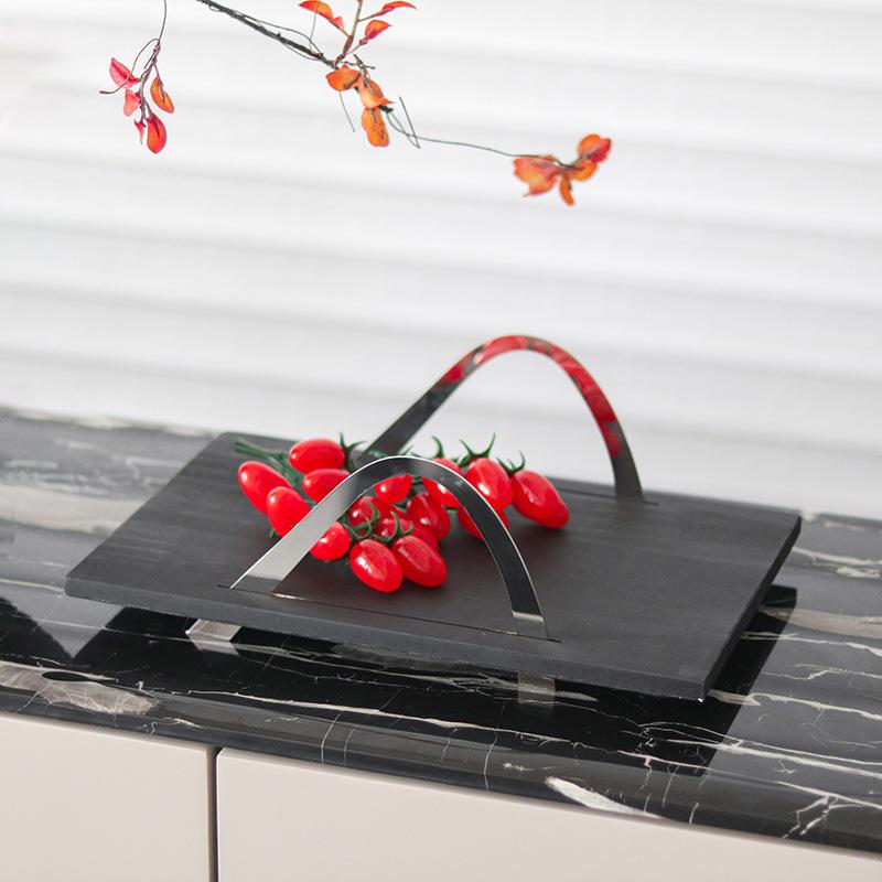 Model House Soft Decoration Metal Handle Arch Bridge Solid Wood Pallet Decoration Home Living Room Coffee Table Storage Tray Decoration