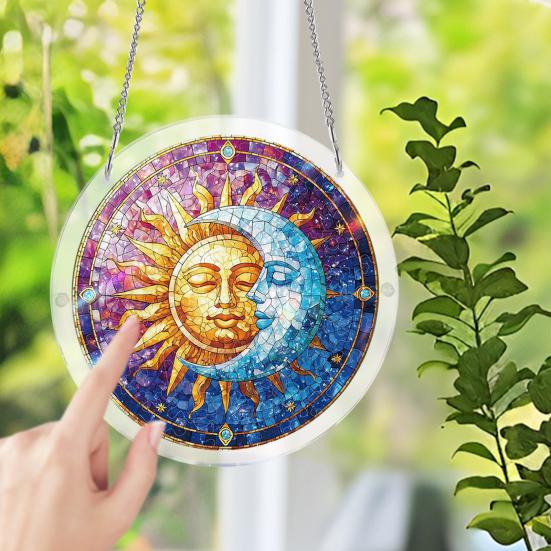 Sun Catcher Puzzle Acrylic Suncatcher Durable Clear Acrylic Colorful Patterns Window Decoration for Doors Garden