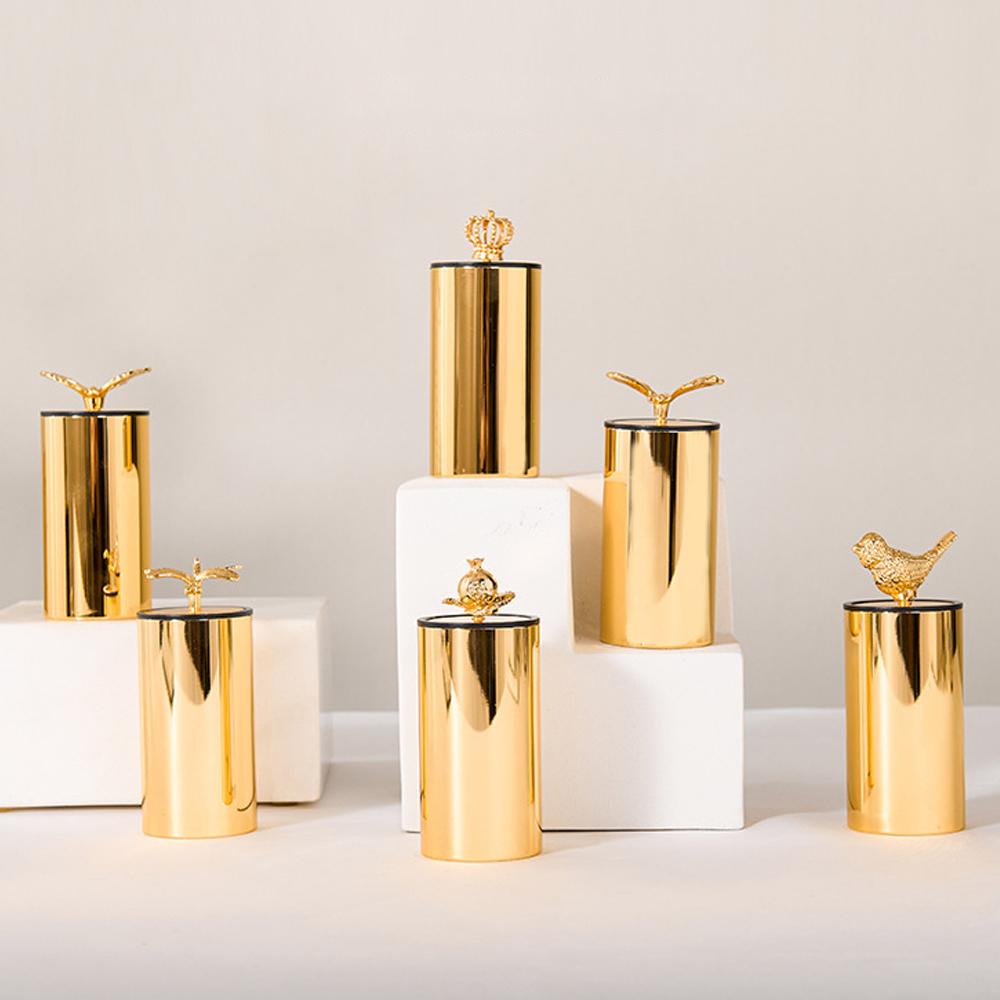 European-style Gold-plated Pressed Toothpick Box Animal Accessories Stainless Steel Toothpick Tube Home Cotton Swab Dispenser