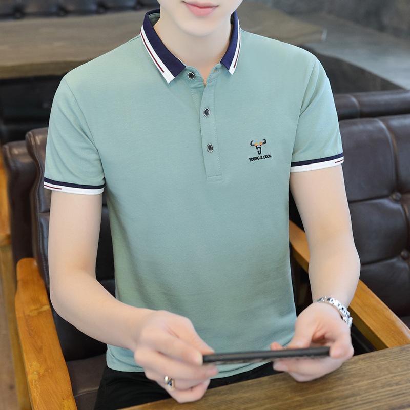 

Мужская рубашка поло с лацканами Мужская футболка с коротким рукавом Свободная повседневная футболка с половиной рукава XXXXL