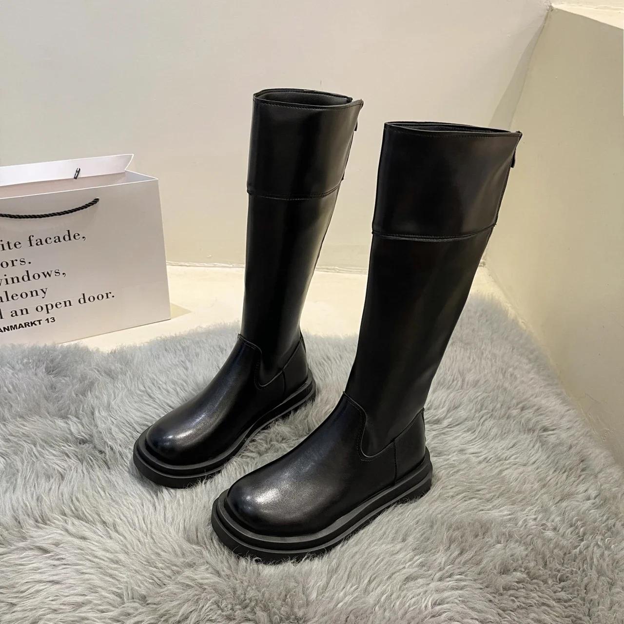 

Мода 2024 года, осень/зима, хит продаж, длинные сапоги с цветными блоками, модные женские сапоги в рыцарском стиле с толстой подошвой и высоким верхом 40 чёрный