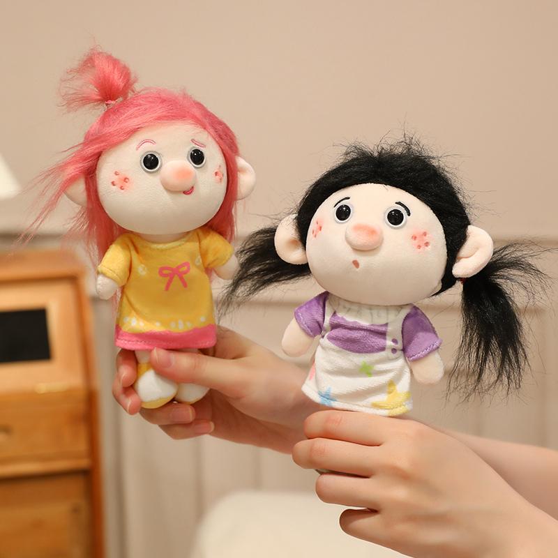 1419Cm Cute Human Figure Plush Pendant Stuffed Colorful Hair Male Female Keychain Decor Plushie For Bag Present