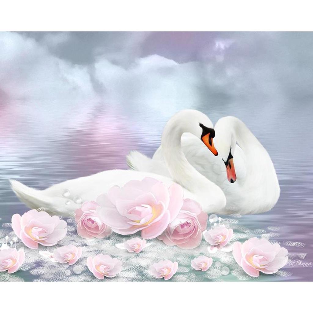 50X40CM  5D DIY Diamond Painting Embroidery Full Mosaic Cross Stitch Decor Swan Crystal Drawing