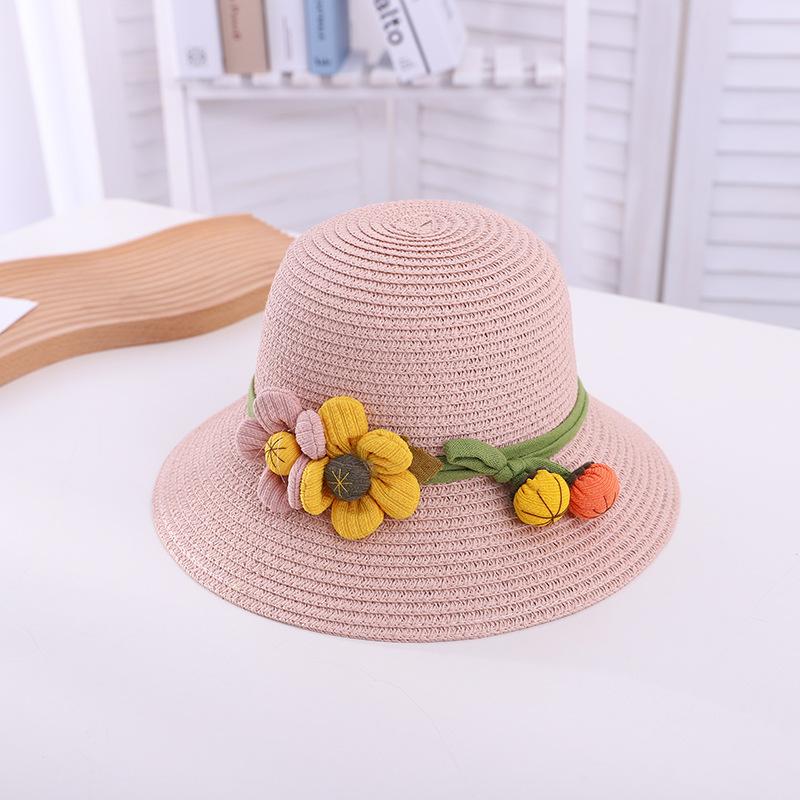 Hat female summer baby sun hat travel beach visor parent-child straw hat big brim children's basin hat sun protection