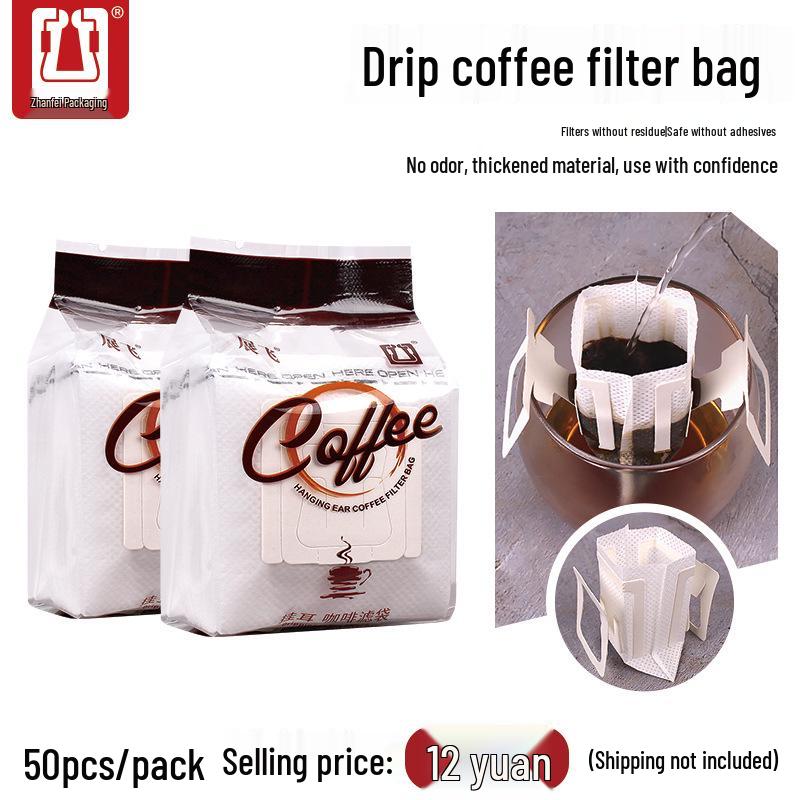 Zhanfei 50pcs Food Grade Drip Coffee Filter Bags 