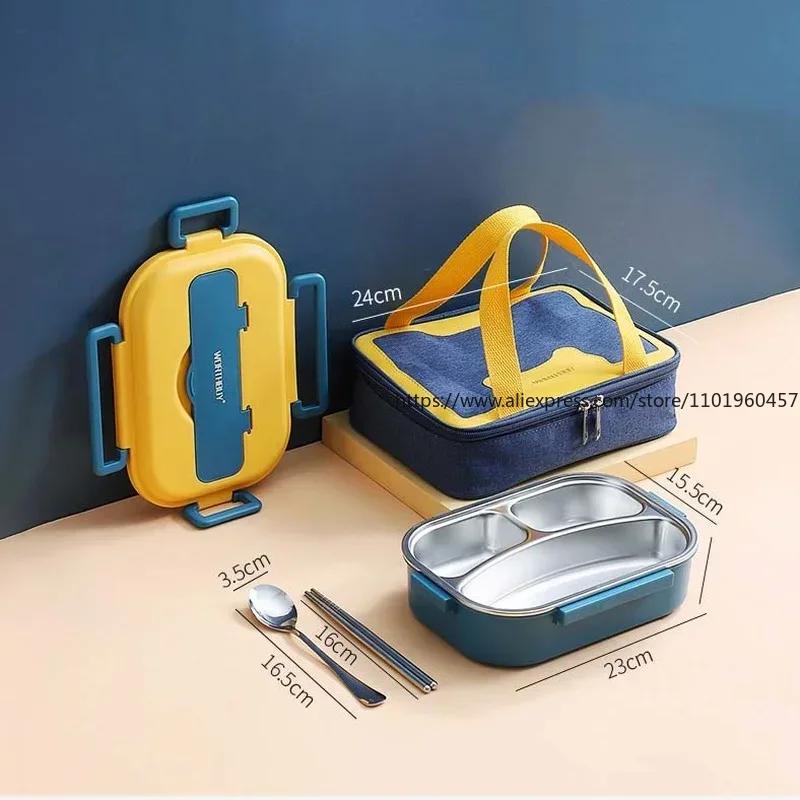 Portable Kids Lunch Box with Compartment 18/8 Stainless Steel Container for Children School Picnic Bento Food Box Lunchbox